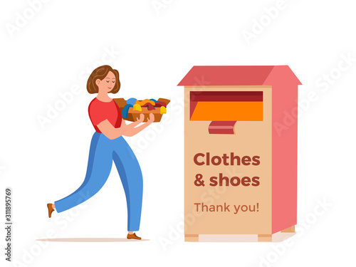 Cloth donation vector colorful cartoon style concept.