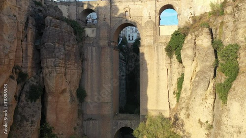 Aerial view of the New Bridge and the city of Ronda. Spain