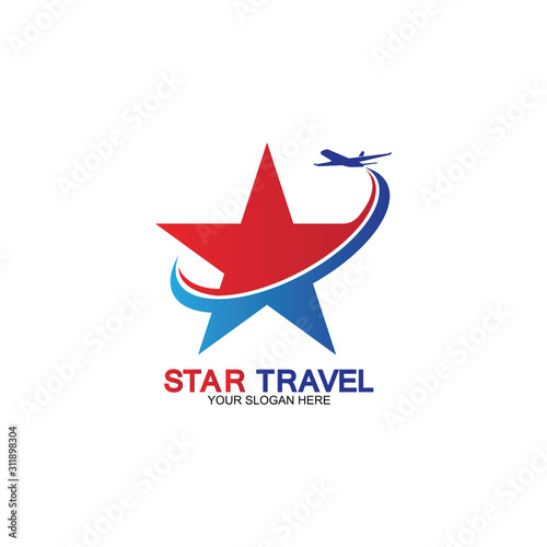 Star travel logo design. Travel agency logo design. Amazing destinations creative symbol concept.