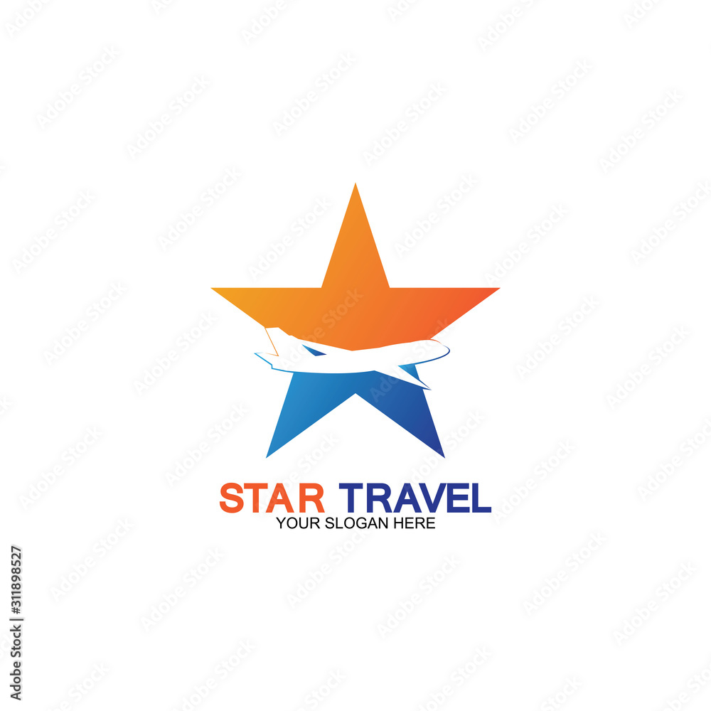 Obraz premium Star travel logo design. Travel agency logo design. Amazing destinations creative symbol concept.