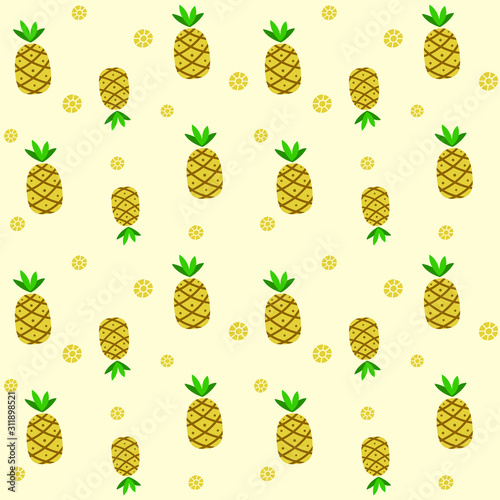 vector cartoon abstract pineapple yellow seamless pattern