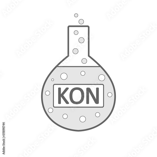 Laboratory glass with potassium hydroxide.