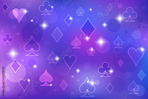 Blue vector pattern of symbols of playing cards.