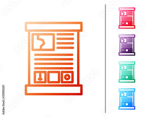 Red line Game guide icon isolated on white background. User manual, instruction, guidebook, handbook. Set color icons. Vector Illustration