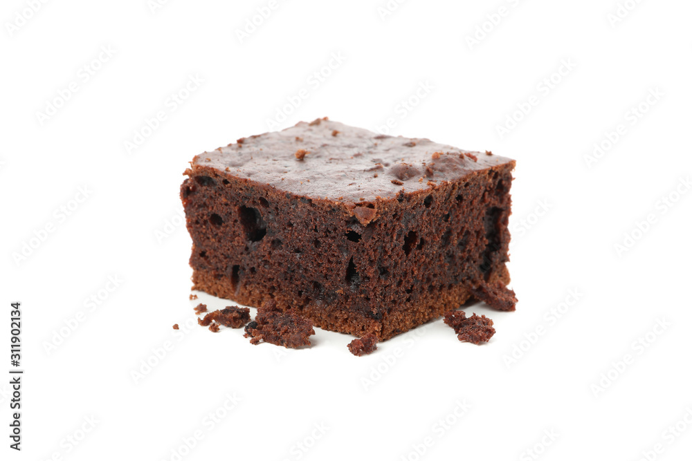 Delicious chocolate cake slice isolated on white background Delicious chocolate cake slice isolated on white background