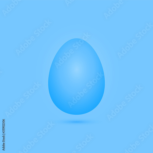 Blue egg on a blue background with a shadow. Minimal festive style for easter patterns.