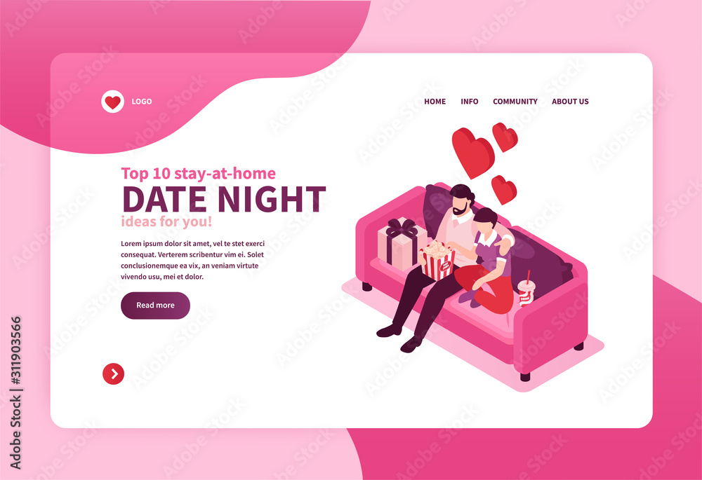 Valentines Day Isometric Banner Valentines Day Isometric Banner