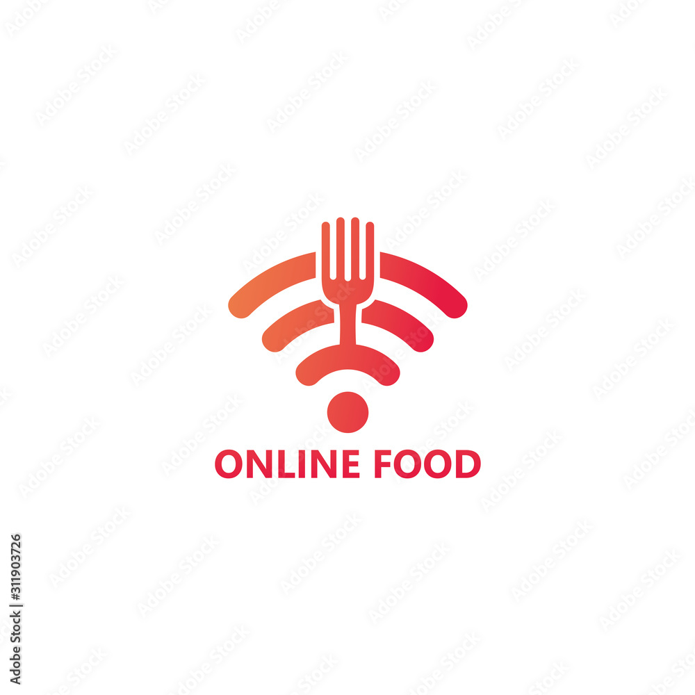 Obraz premium Online Food Logo Template Design