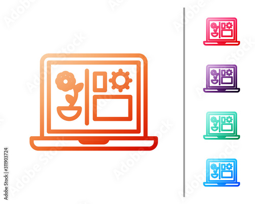 Red line Smart farming technology - farm automation system icon isolated on white background. Set color icons. Vector Illustration