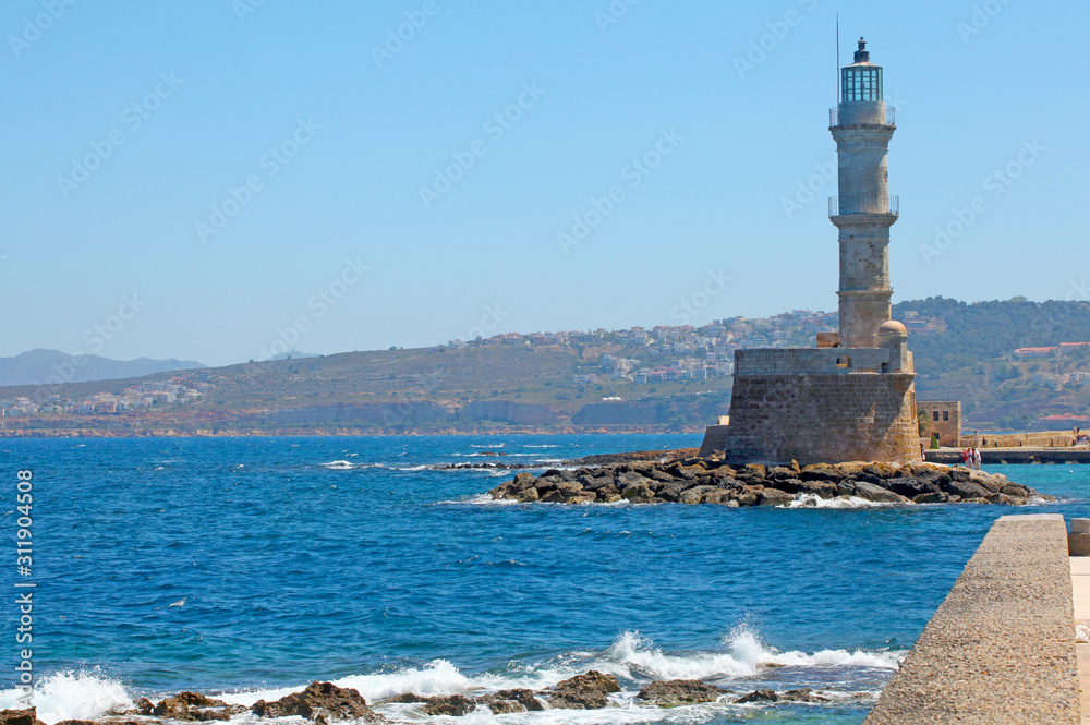 lighthouse on the coast of crete