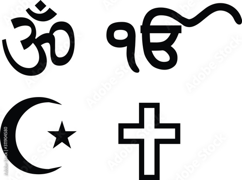 illustration vector symbol of all Indian religion