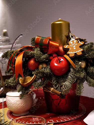 Christmas table decorations photo