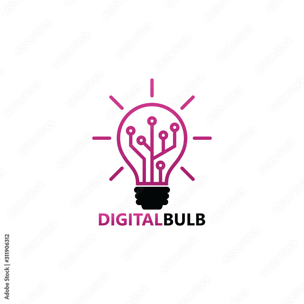 Digital Bulb Logo Template Design
