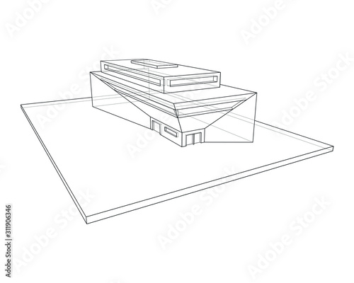 Industrial building drawing loft hidden lines