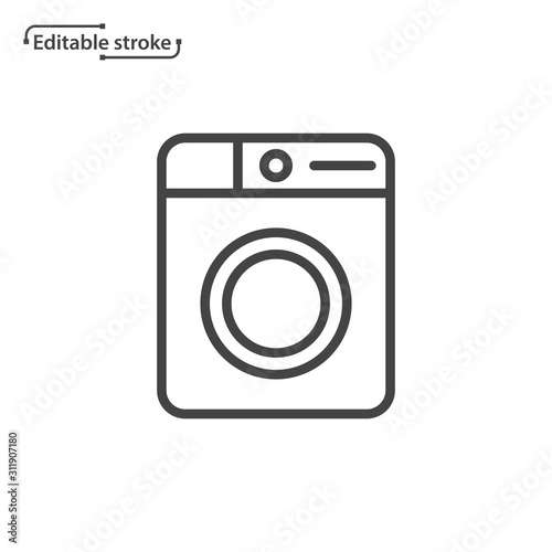 Washing machine, laundry line vector icon. Editable stroke. 