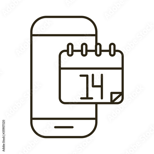 happy valentines day smartphone with calendar