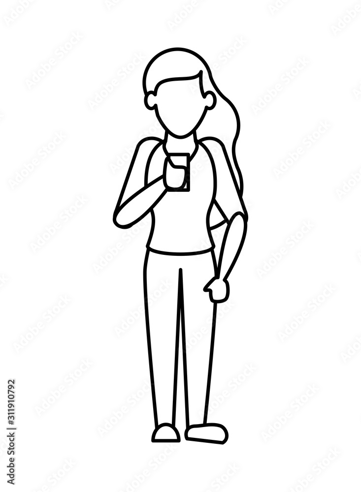 woman using smartphone avatar character woman using smartphone avatar character