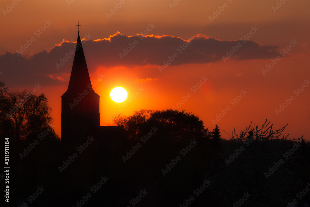 ratingen homberg church in sunset