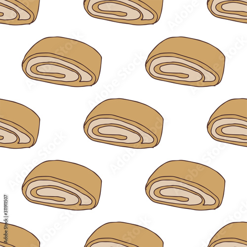 Seamless pattern with cake.Hand drawn vector illustration.