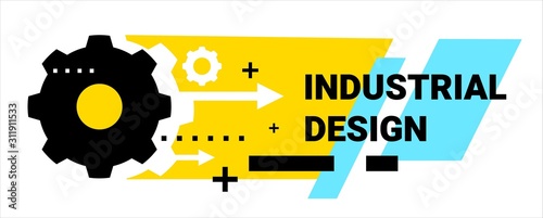 Vector abstract color illustration with gear and word industrial