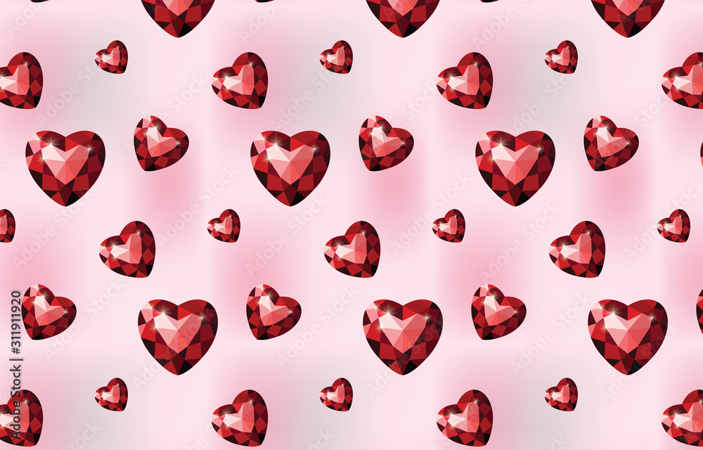 The background image of a red ruby with a heart shape. Red Hearts Pattern Gems Icons Love