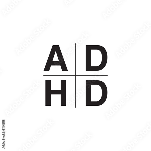 ADHD Attention Deficit Hyperactivity Disorder. Medical Icon Product Label And Logo Graphic Template.