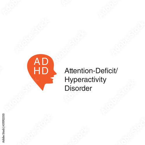 ADHD Attention Deficit Hyperactivity Disorder. Medical Icon Product Label And Logo Graphic Template.