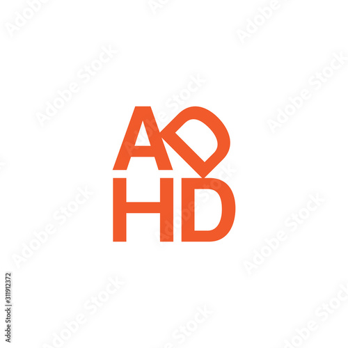 ADHD Attention Deficit Hyperactivity Disorder. Medical Icon Product Label And Logo Graphic Template.