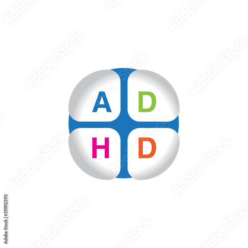 ADHD Attention Deficit Hyperactivity Disorder. Medical Icon Product Label And Logo Graphic Template.