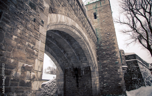 Photography fortified wall Quebec City in winter