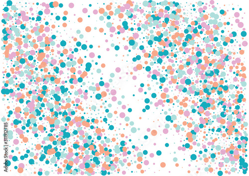 Festive color round confetti background. Abstract frame confetti texture for holiday, postcard, poster, website, carnivals, birthday and children's parties. Cover confetti mock-up. Wedding card layout