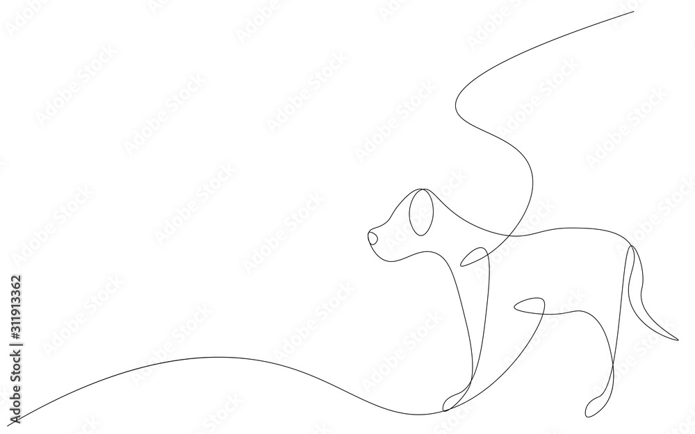 Dog one line drawing, vector illustration Dog one line drawing, vector illustration
