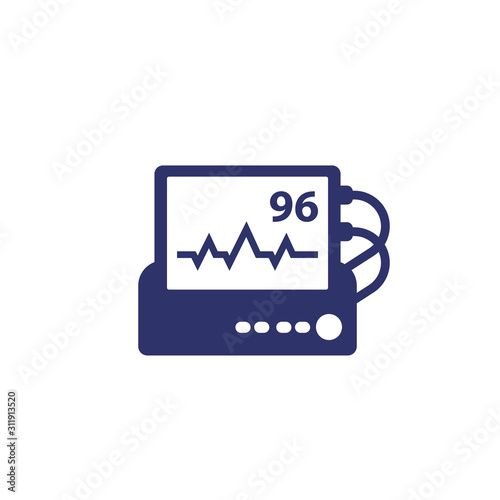 ecg, heart rate monitor vector icon on white