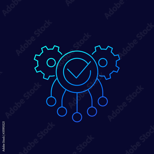 Execution icon with gears, linear