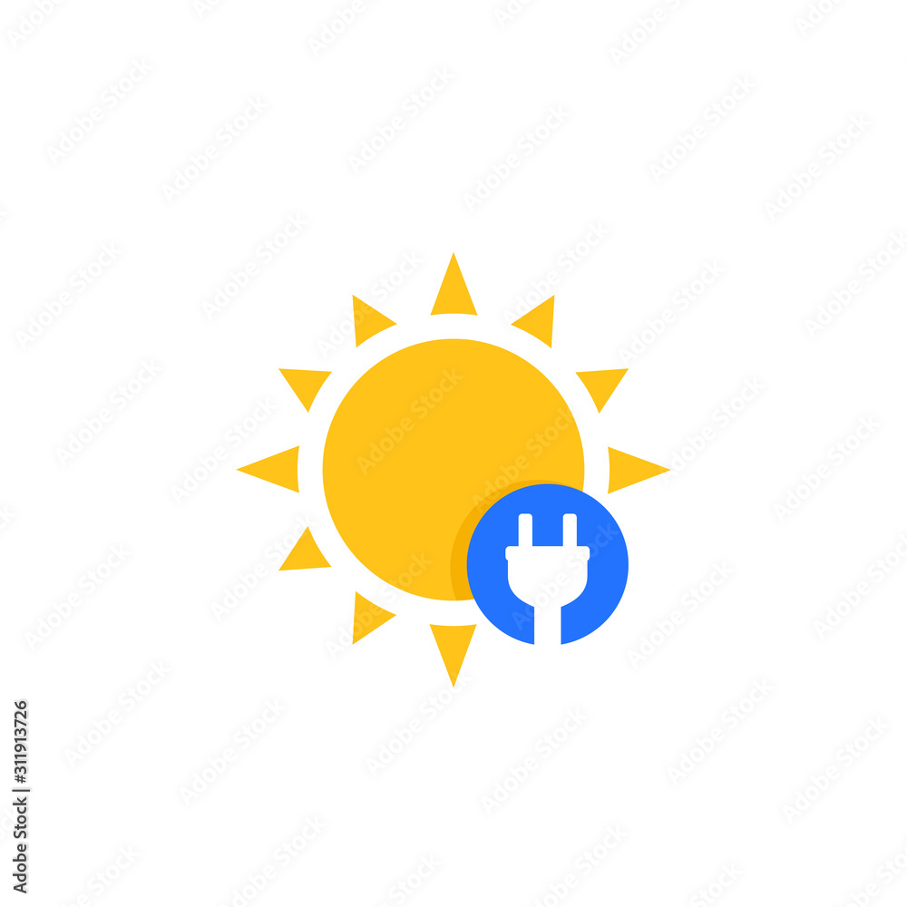 solar energy icon with electric plug and sun solar energy icon with electric plug and sun