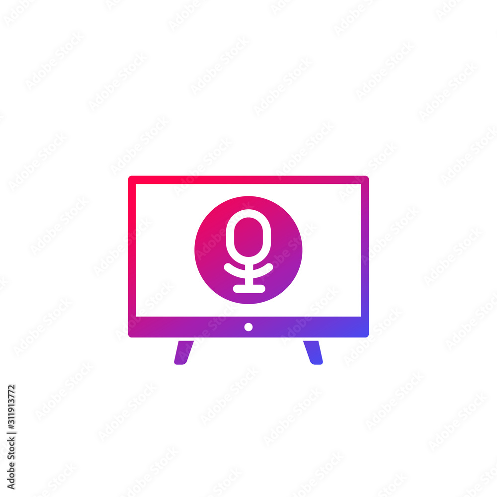 tv with voice control vector icon tv with voice control vector icon