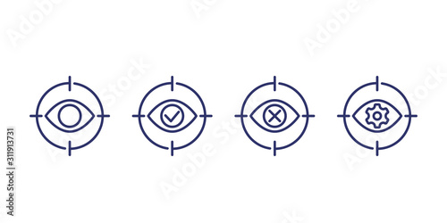 retina scanning, biometric scan line icons
