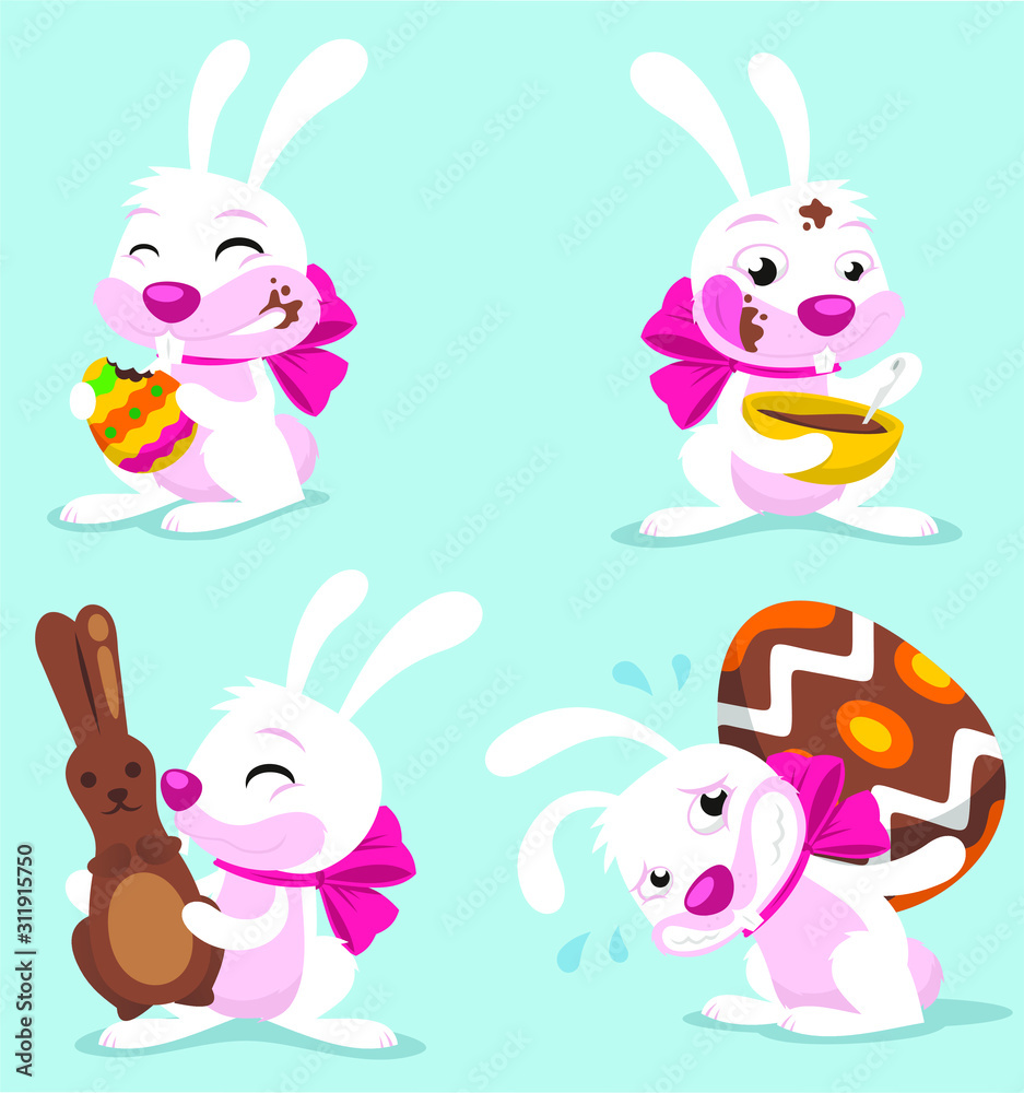 easter bunny cartoon set easter bunny cartoon set