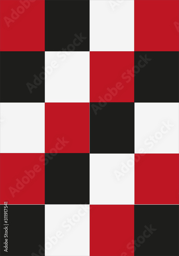 Fondo de cuadrados blanco, negro y rojo.