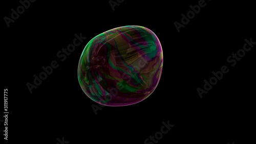 soap bubble over dark black screen seamless loop, 4k colorful motion background (Hd, 3840 X 2160, ready for compositing, isolated on black, 