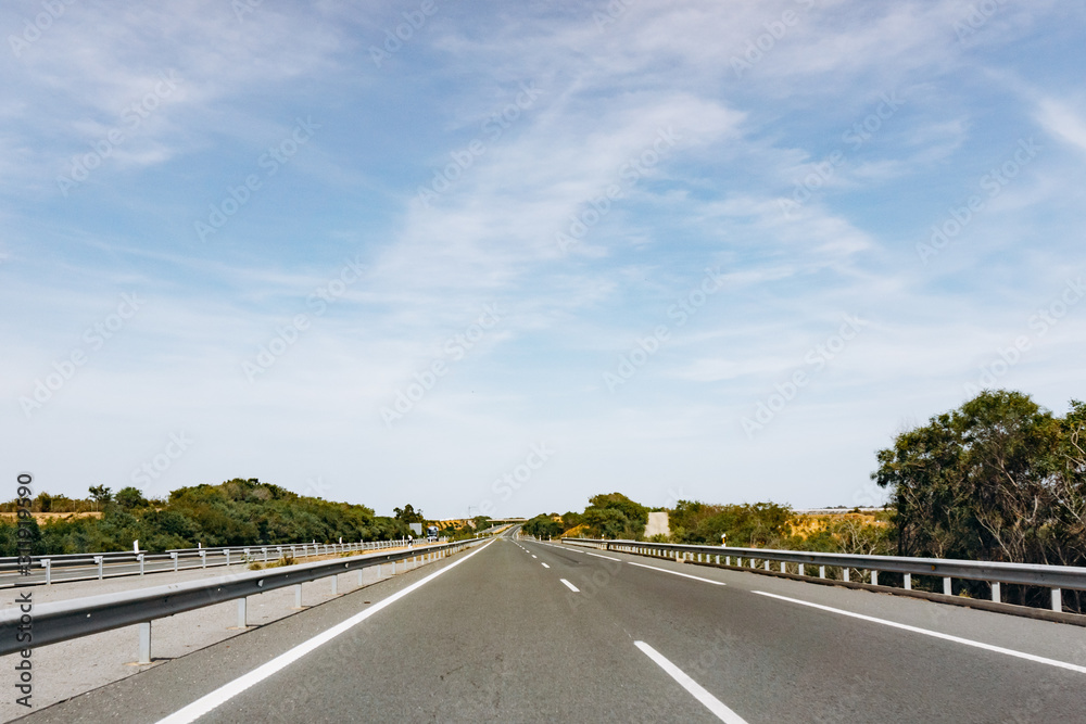 Paved road and beautiful green landscape in summer