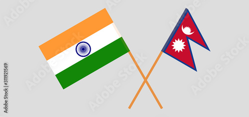Crossed flags of Nepal and India