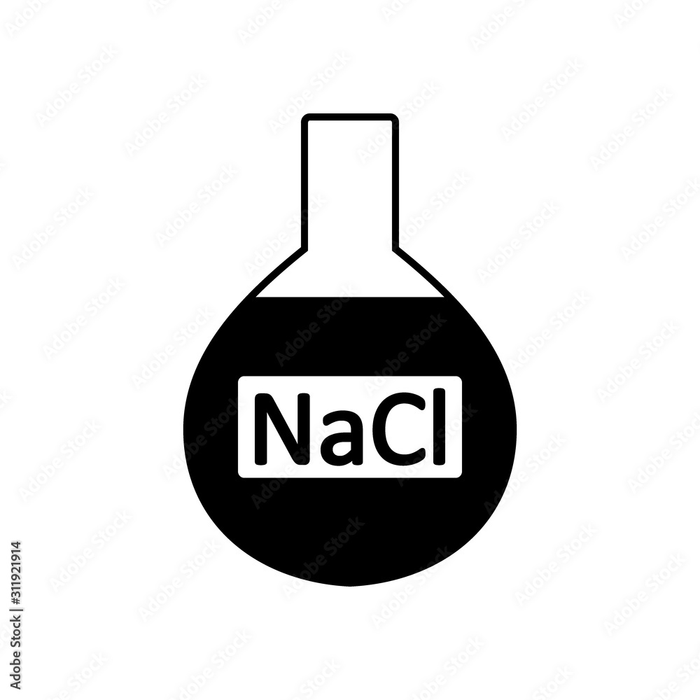Laboratory glass with sodium chloride. Laboratory glass with sodium chloride.