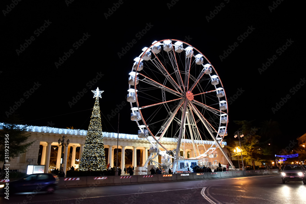 Christmas Ferris Wheel by Night in the City