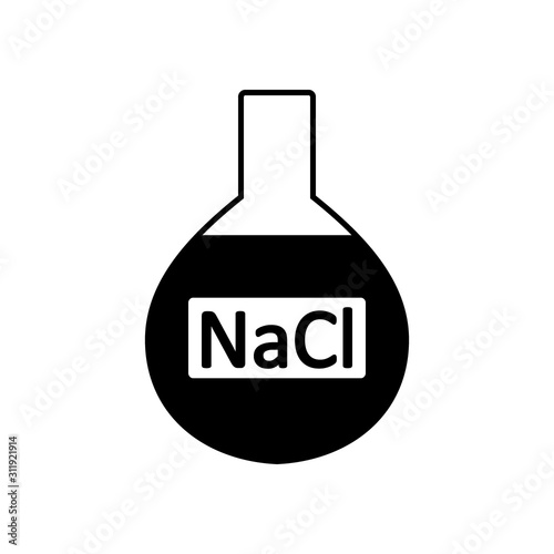 Laboratory glass with sodium chloride.