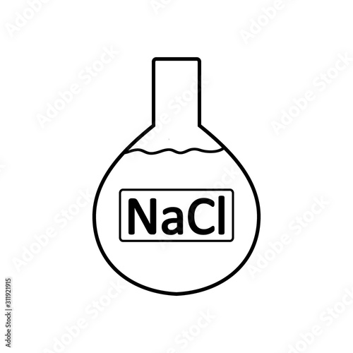 Laboratory glass with sodium chloride.