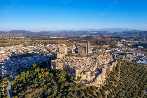 aerial view of the ancient fortress de la Mota near the town of Alcalá la Real