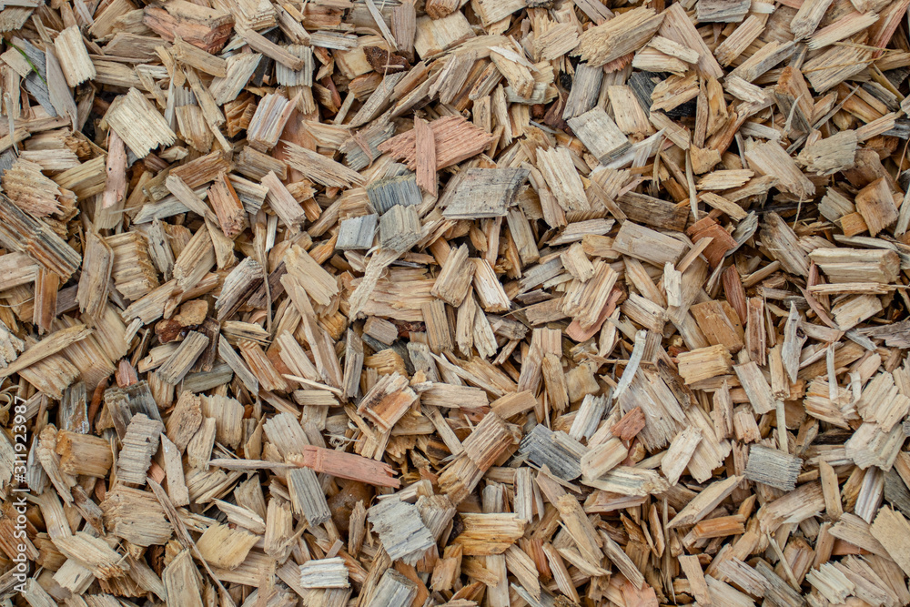 Dry sawdust on a playground. Background