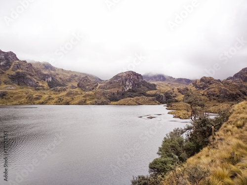 View of the Toreadora lagoon in the Cajas National Park