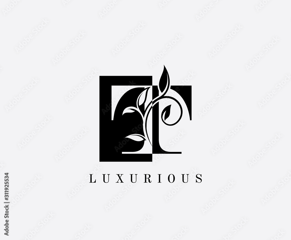 Luxury T Letter Logo. Black and White T With Classy Leaves Shape design perfect for fashion, Jewelry, Beauty Salon, Cosmetics, Spa, Hotel and Restaurant Logo. Luxury T Letter Logo. Black and White T With Classy Leaves Shape design perfect for fashion, Jewelry, Beauty Salon, Cosmetics, Spa, Hotel and Restaurant Logo.